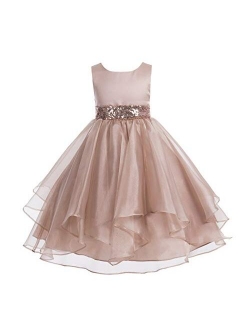 ekidsbridal Wedding Ruffles Organza Flower Girl Dress Sequin Toddler Pageant Free Petticoat 012s