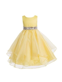 ekidsbridal Wedding Ruffles Organza Flower Girl Dress Sequin Toddler Pageant Free Petticoat 012s