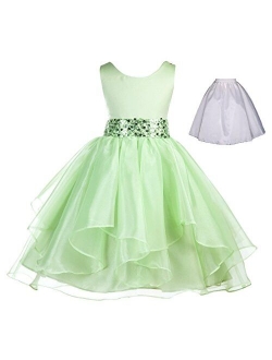 ekidsbridal Wedding Ruffles Organza Flower Girl Dress Sequin Toddler Pageant Free Petticoat 012s