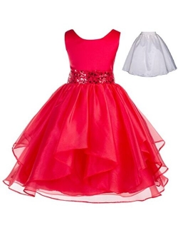 ekidsbridal Wedding Ruffles Organza Flower Girl Dress Sequin Toddler Pageant Free Petticoat 012s