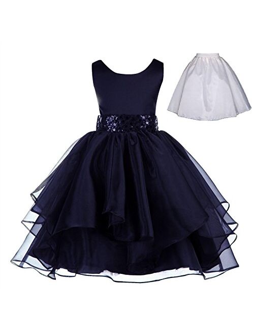 ekidsbridal Wedding Ruffles Organza Flower Girl Dress Sequin Toddler Pageant Free Petticoat 012s