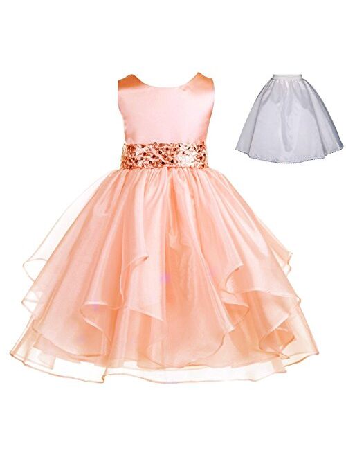 ekidsbridal Wedding Ruffles Organza Flower Girl Dress Sequin Toddler Pageant Free Petticoat 012s