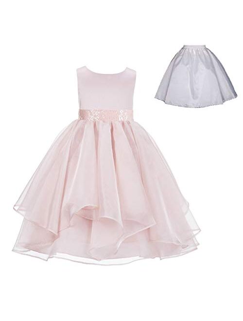 ekidsbridal Wedding Ruffles Organza Flower Girl Dress Sequin Toddler Pageant Free Petticoat 012s