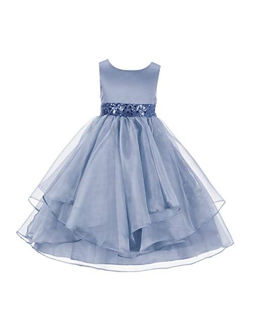 ekidsbridal Wedding Ruffles Organza Flower Girl Dress Sequin Toddler Pageant Free Petticoat 012s