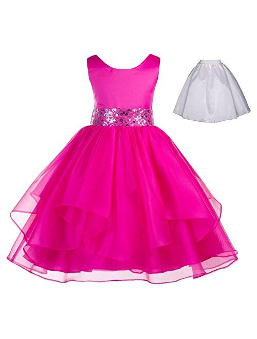 ekidsbridal Wedding Ruffles Organza Flower Girl Dress Sequin Toddler Pageant Free Petticoat 012s