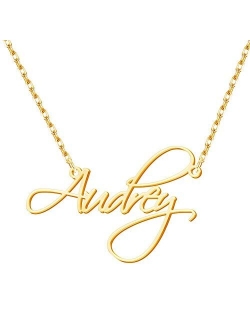 Yofair Custom Name Necklace Personalized 18K Gold Plated Nameplate Pendant Gift for Women