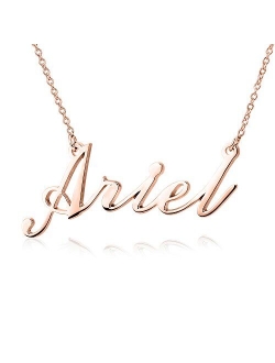 LONAGO Personalized Name Necklace 18K Gold Plated Custom Made Any Nameplate Classic Cursive Rose Gold Sterling Silver Pendant