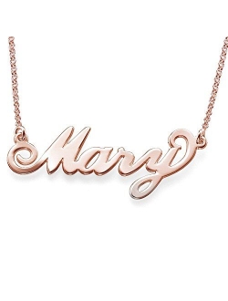 LONAGO Personalized Name Necklace 18K Gold Plated Custom Made Any Nameplate Classic Cursive Rose Gold Sterling Silver Pendant