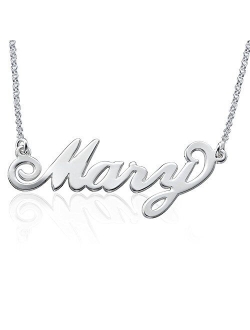 LONAGO Personalized Name Necklace 18K Gold Plated Custom Made Any Nameplate Classic Cursive Rose Gold Sterling Silver Pendant