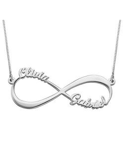 Ouslier 925 Sterling Silver Personalized Eternal Infinity Name Necklace Custom Made with 2 Names