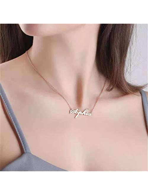 AsiaRhyme Personalized Couple Heart Name Copper Necklace Custom Made with 2 Names