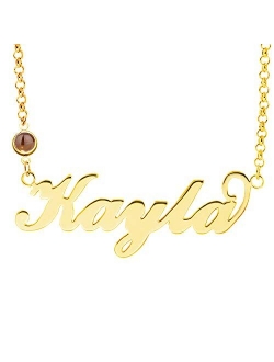 YINSHIFU 18K Gold Plated Name Necklace Personaliaed Name Plate Necklace Gift for Women