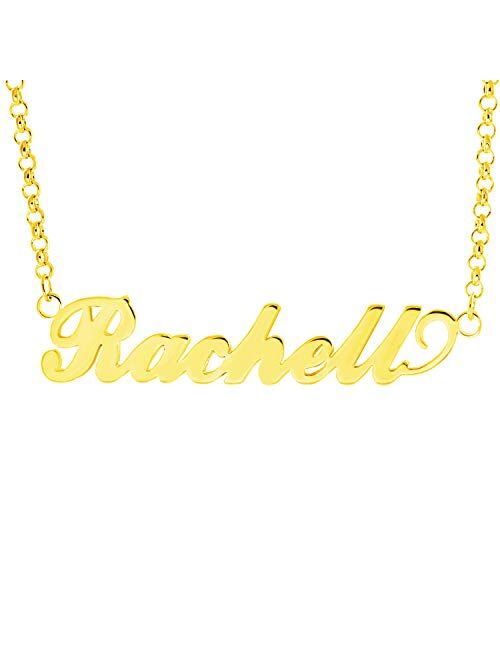 YINSHIFU 18K Gold Plated Name Necklace Personaliaed Name Plate Necklace Gift for Women