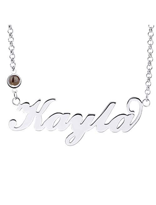 YINSHIFU 18K Gold Plated Name Necklace Personaliaed Name Plate Necklace Gift for Women