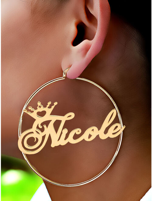 Hoop Crown Name Earrings