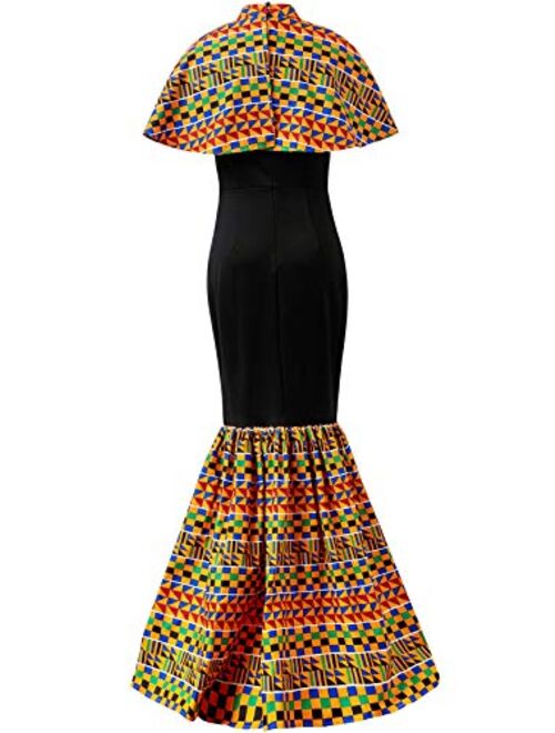 HongyuAmy Women African Print Dresses Kente Print Dresses