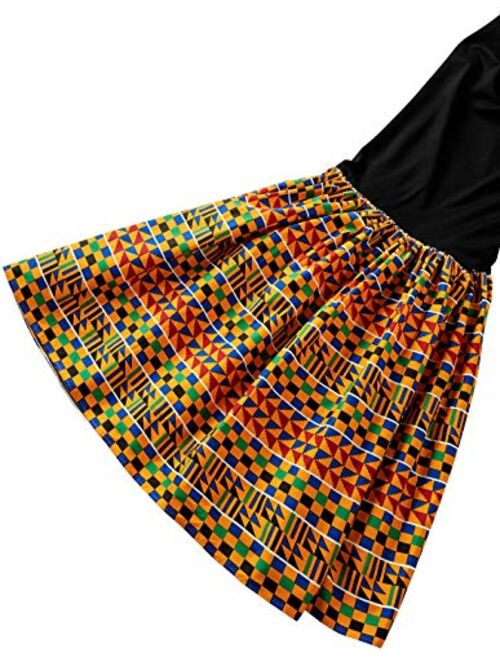 HongyuAmy Women African Print Dresses Kente Print Dresses