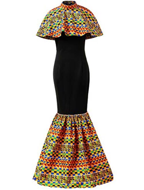 HongyuAmy Women African Print Dresses Kente Print Dresses