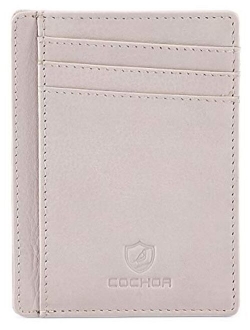 COCHOA Travel Leather Wallets for Men & Women RFID Blocking Slim Design Front Pocket Minimalist Stylish Credit Card Wallet