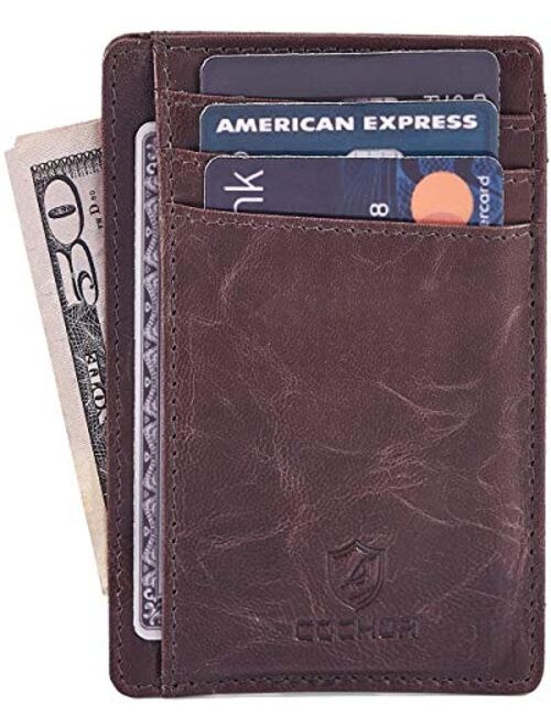 COCHOA Travel Leather Wallets for Men & Women RFID Blocking Slim Design Front Pocket Minimalist Stylish Credit Card Wallet