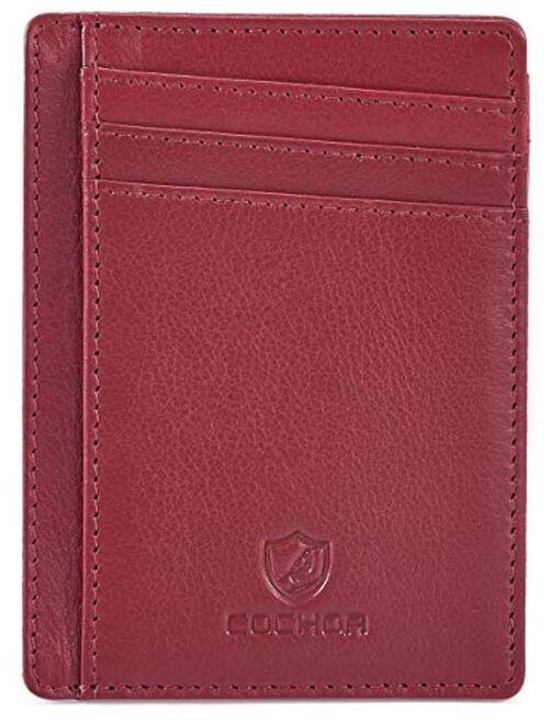 COCHOA Travel Leather Wallets for Men & Women RFID Blocking Slim Design Front Pocket Minimalist Stylish Credit Card Wallet