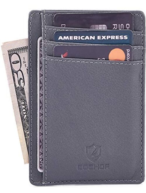 COCHOA Travel Leather Wallets for Men & Women RFID Blocking Slim Design Front Pocket Minimalist Stylish Credit Card Wallet