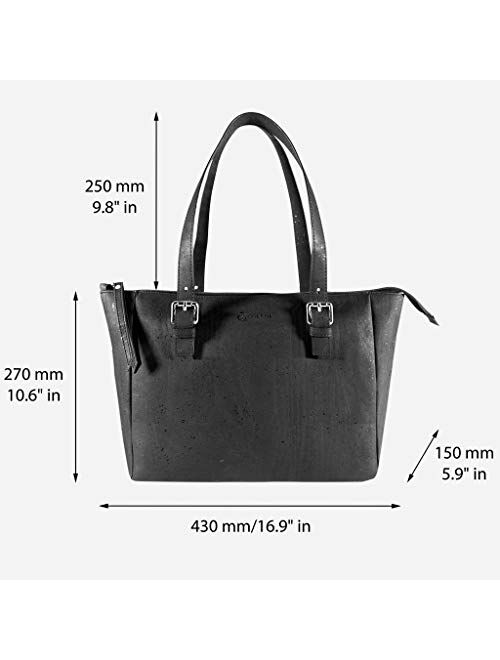 Corkor Cork Purse Vegan Handbag for Women | Cruelty Free Satchel Non Leather | Roomy Bag