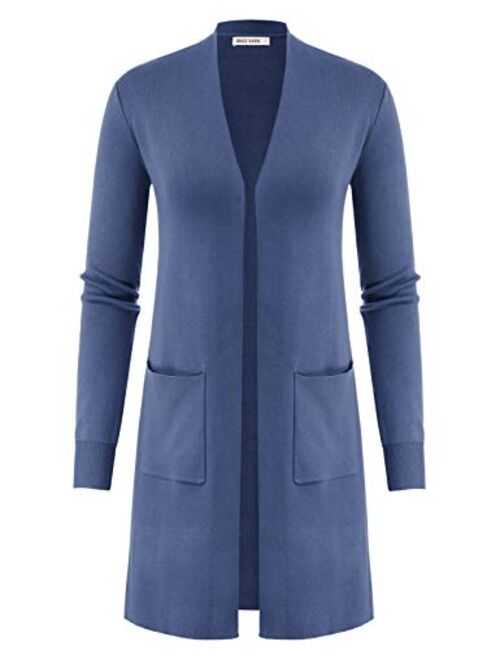 GRACE KARIN Women's Long Sleeve Open Front Knitting Kimono Cardigan with Pockets