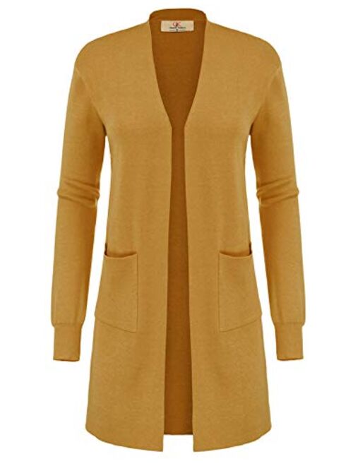 GRACE KARIN Women's Long Sleeve Open Front Knitting Kimono Cardigan with Pockets