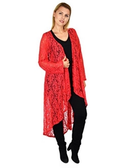 Dare2bStylish Women Plus Size High Low Open Front Duster Cardigan Jacket