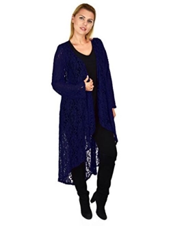 Dare2bStylish Women Plus Size High Low Open Front Duster Cardigan Jacket