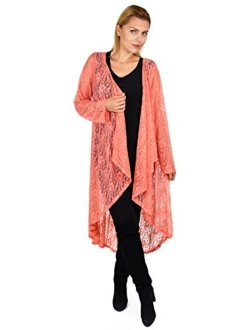 Dare2bStylish Women Plus Size High Low Open Front Duster Cardigan Jacket