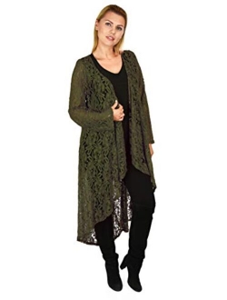 Dare2bStylish Women Plus Size High Low Open Front Duster Cardigan Jacket