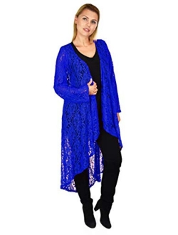 Dare2bStylish Women Plus Size High Low Open Front Duster Cardigan Jacket