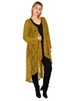 Dare2bStylish Women Plus Size High Low Open Front Duster Cardigan Jacket