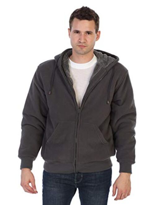 Gioberti Men's Polar Fleece Zip-Up Hoodie W/Sherpa Lining