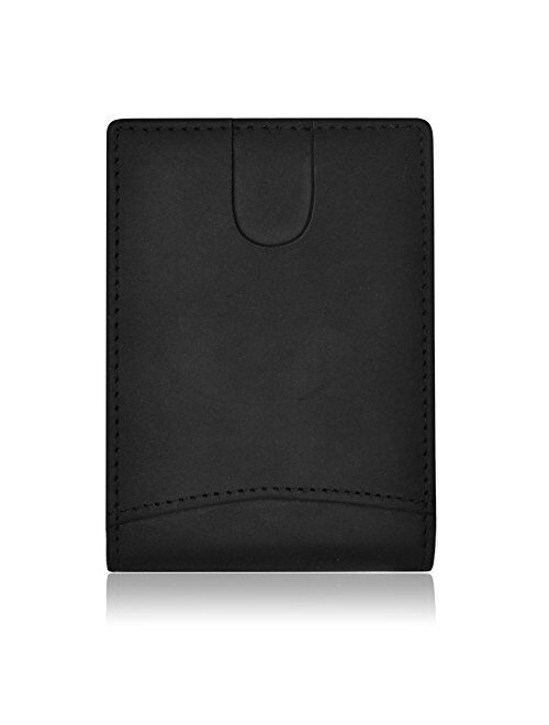 FIDELO Bifold Leather Minimalist Wallet RFID Slim Wallet for Men with Money Clip