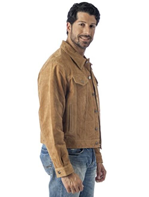 REED Men's Western Jean Style Suede Leather Shirt Jacket