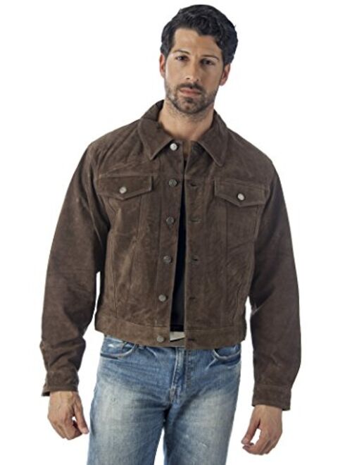 REED Men's Western Jean Style Suede Leather Shirt Jacket