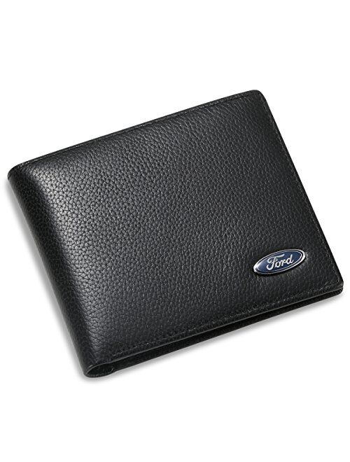 Ford Bifold Wallet with 3 Credit Card Slots and ID Window - Genuine Leather