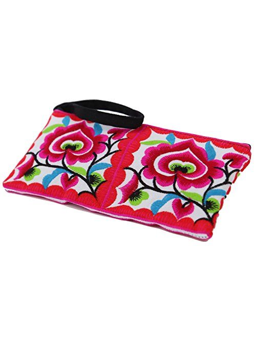 Sabai Jai - Small Accessory Bag - Floral Embroidered Wristlets for Women