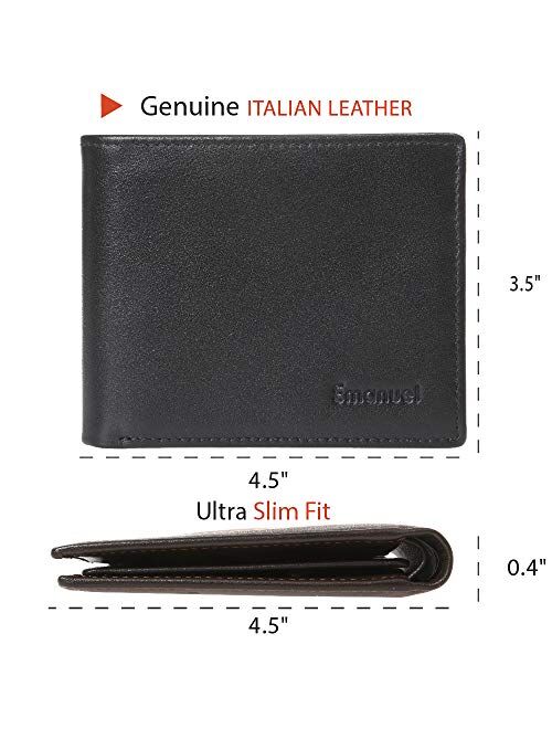 Mens Genuine Leather Wallet RFID Blocking Security Wallet by Emanuel