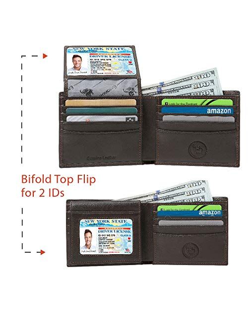 Mens Genuine Leather Wallet RFID Blocking Security Wallet by Emanuel