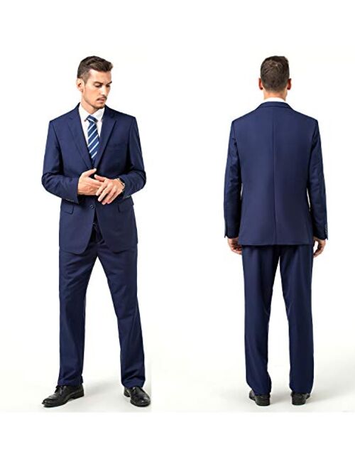 Yanlu Slim Fit Men's 3 Piece Suits Two Buttons Weeding Dress Party Suit Navy Blue