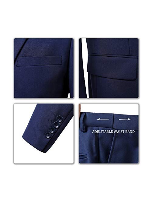 Yanlu Slim Fit Men's 3 Piece Suits Two Buttons Weeding Dress Party Suit Navy Blue