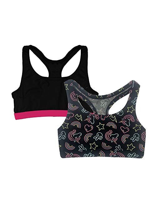 Popular Girl's Print and Solid Racerback Sports Bra - 2 Pack