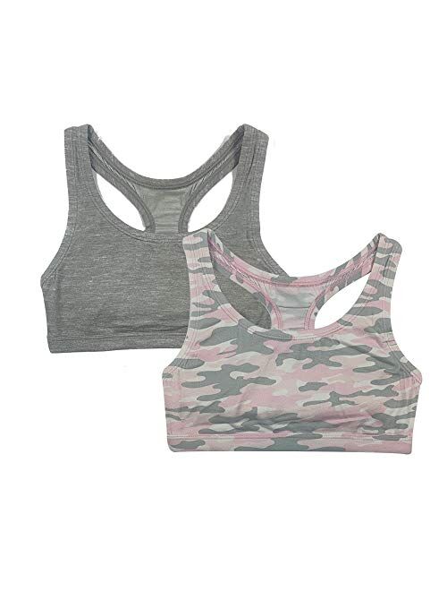 Popular Girl's Print and Solid Racerback Sports Bra - 2 Pack