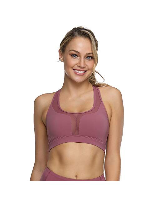 coastal rose Women's Mesh Sports Bra Push Up Racerback Gym Workout Bra Yoga Top