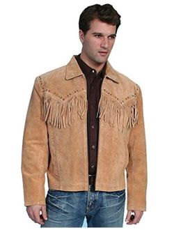 Men's Fringed Suede Leather Short Jacket - 221-409