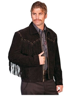 Men's Fringed Suede Leather Short Jacket - 221-409